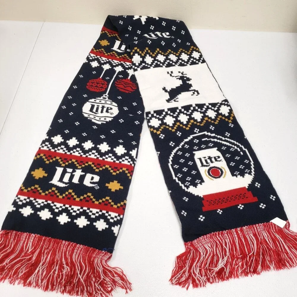 Miller Lite Beer Christmas Holiday Winter Scarf